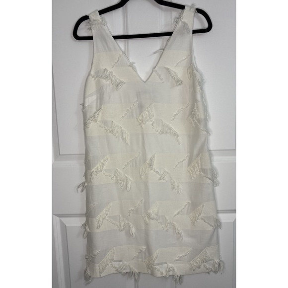 Maeve Dresses & Skirts - Anthropologie Maeve‎ White Fringe Sleeveless Short Sheath Dress Women's Size 2
